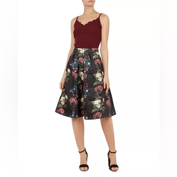 Ted Baker Bevly Oracle Floral-Jacquard Skirt size M - Picture 3 of 15